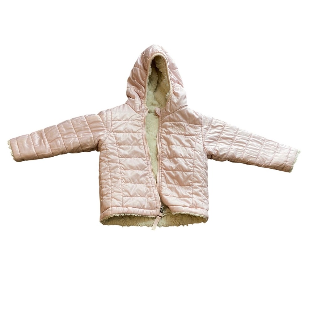 The North Face Infant Reversible Swirl Full Zip Hooded Jacket, Peach Pin 18–24M